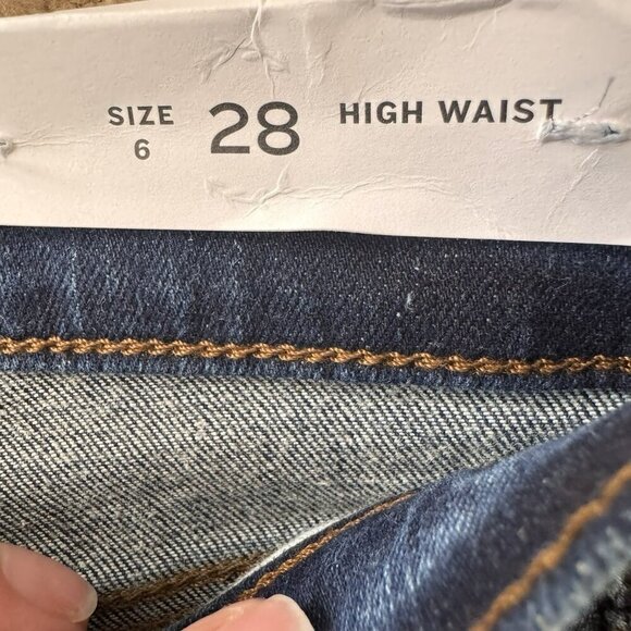 Ann Taylor LOFT Denim Bermuda Shorts in Classic Dark Indigo Wash High Waist 6 - Picture 4 of 5